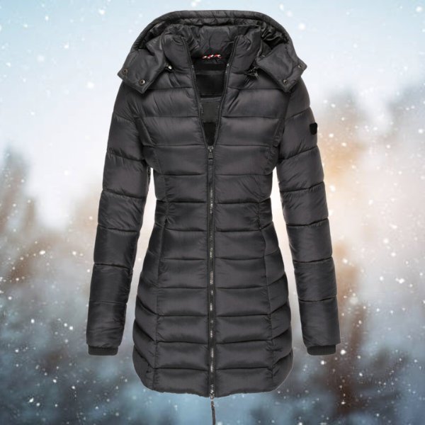 Damen Gesteppte Winterjacke im Parka-Stil in Schwarz