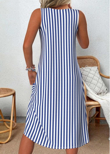 Damen Gestreiftes Lässiges Herbstkleid (2)