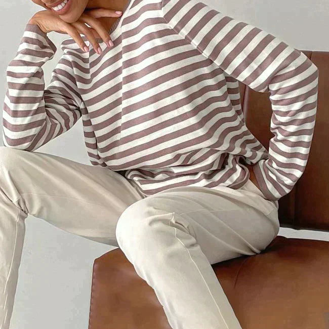Damen Gestreiftes Longsleeve für den Alltag (3)