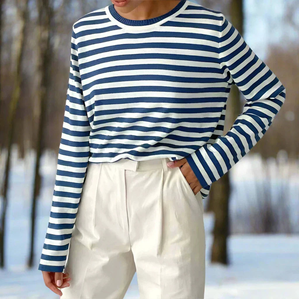 Damen Gestreiftes Longsleeve für den Alltag (4)