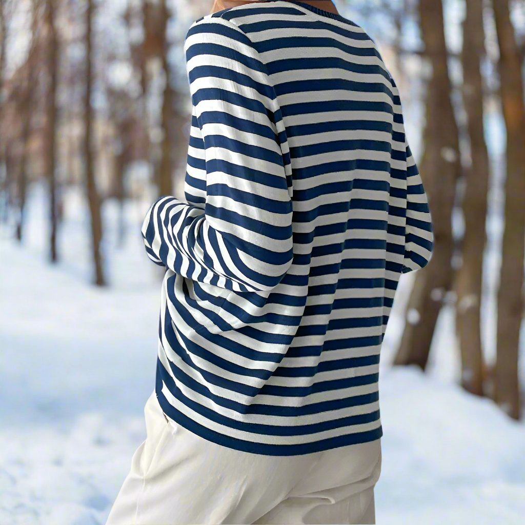 Damen Gestreiftes Longsleeve für den Alltag (8)