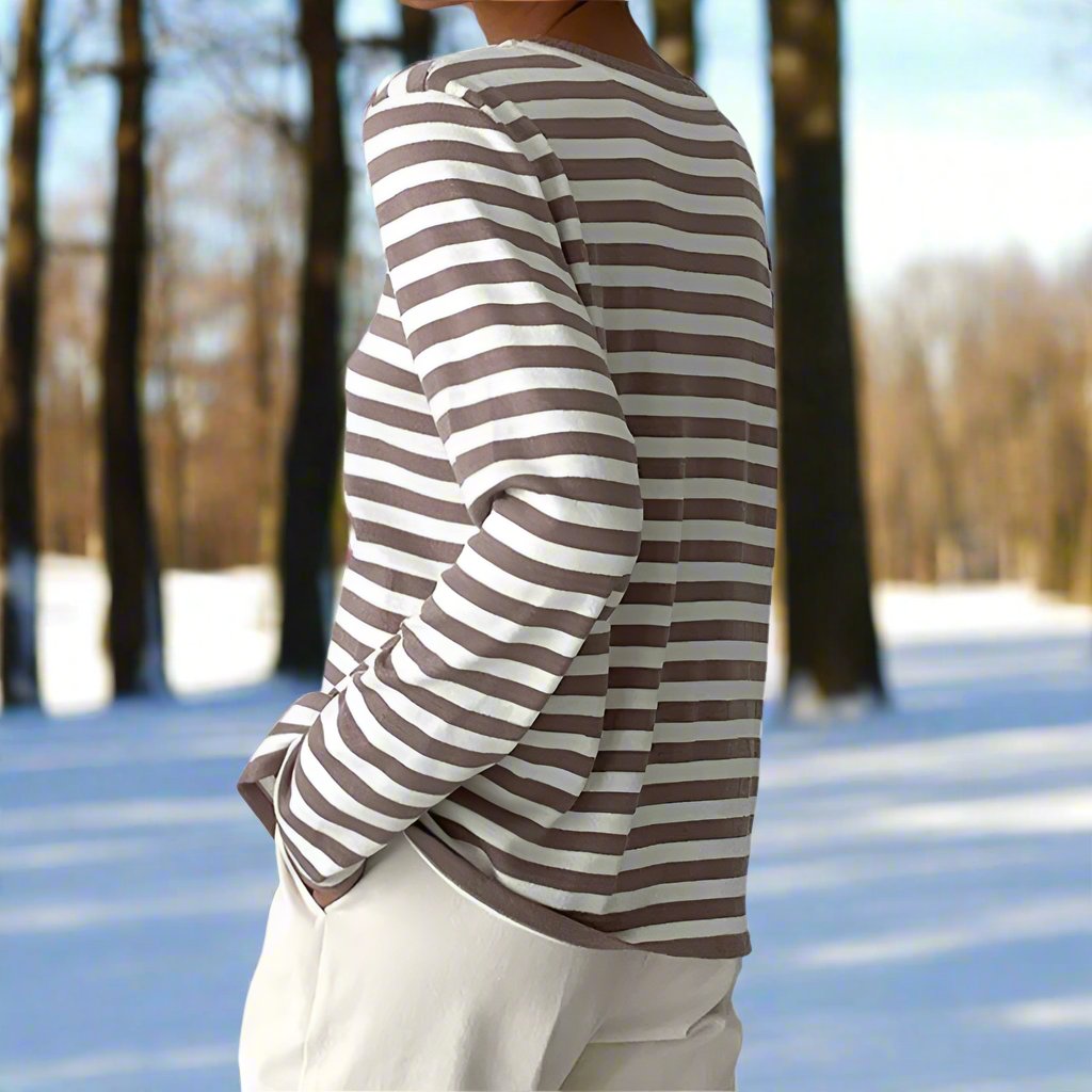 Damen Gestreiftes Longsleeve für den Alltag (9)