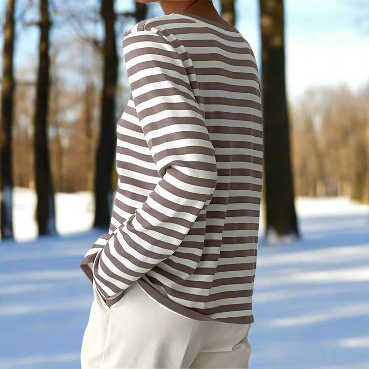 Damen Gestreiftes Longsleeve für den Alltag (9)