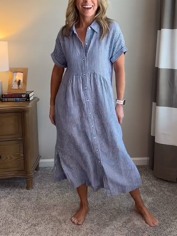 Damen gestreiftes Strandkleid im Midi-Schnitt (11)