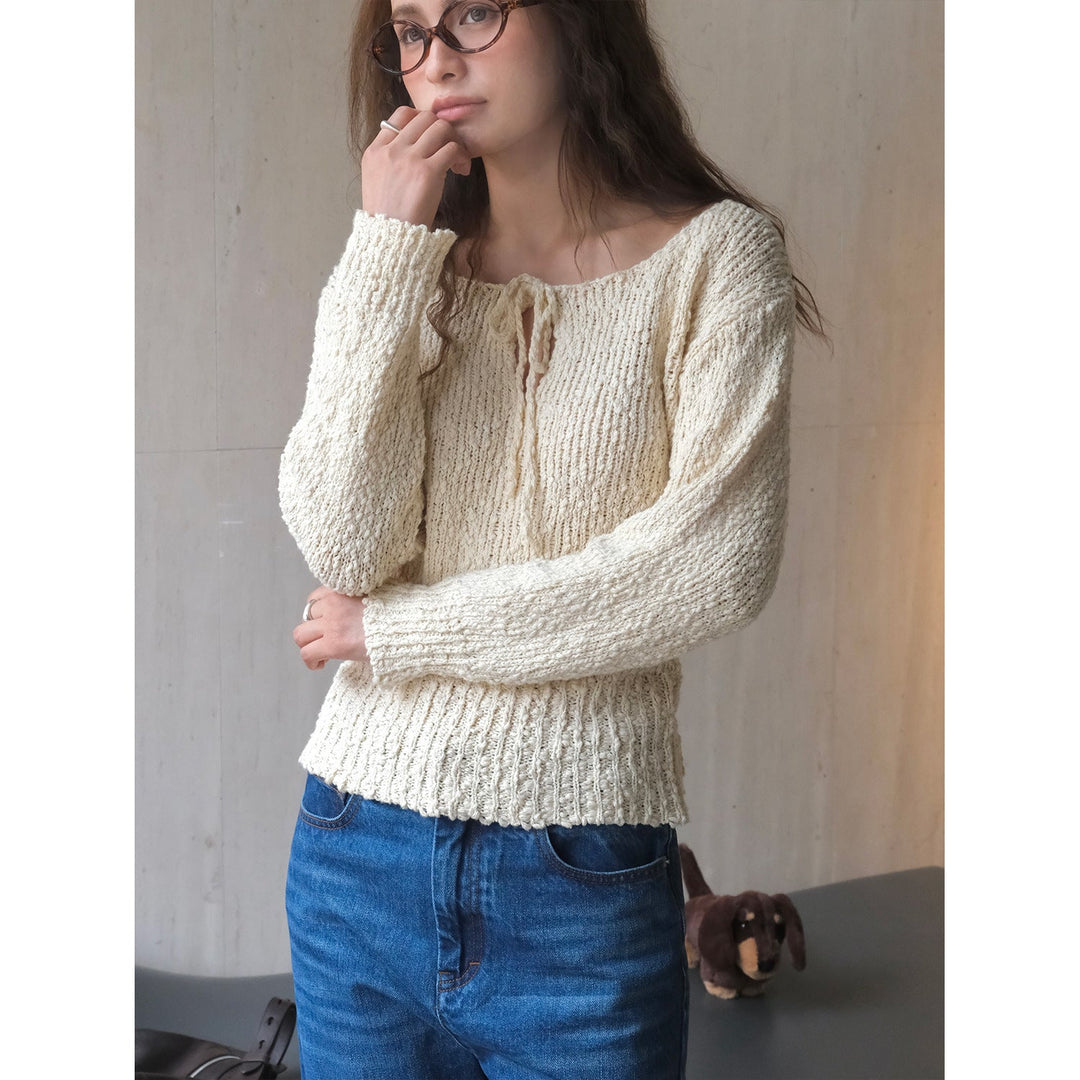Damen Grobstrick Weihnachtspullover im Cardigan-Stil in Apricot