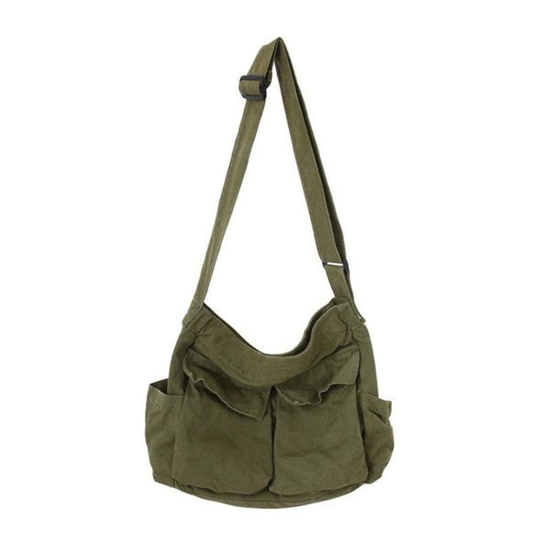 Damen große Canvas Schultertasche (6)