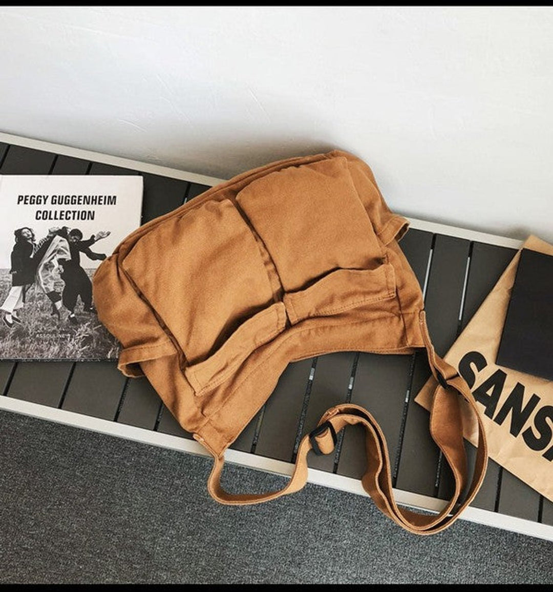 Damen große Canvas Schultertasche (7)