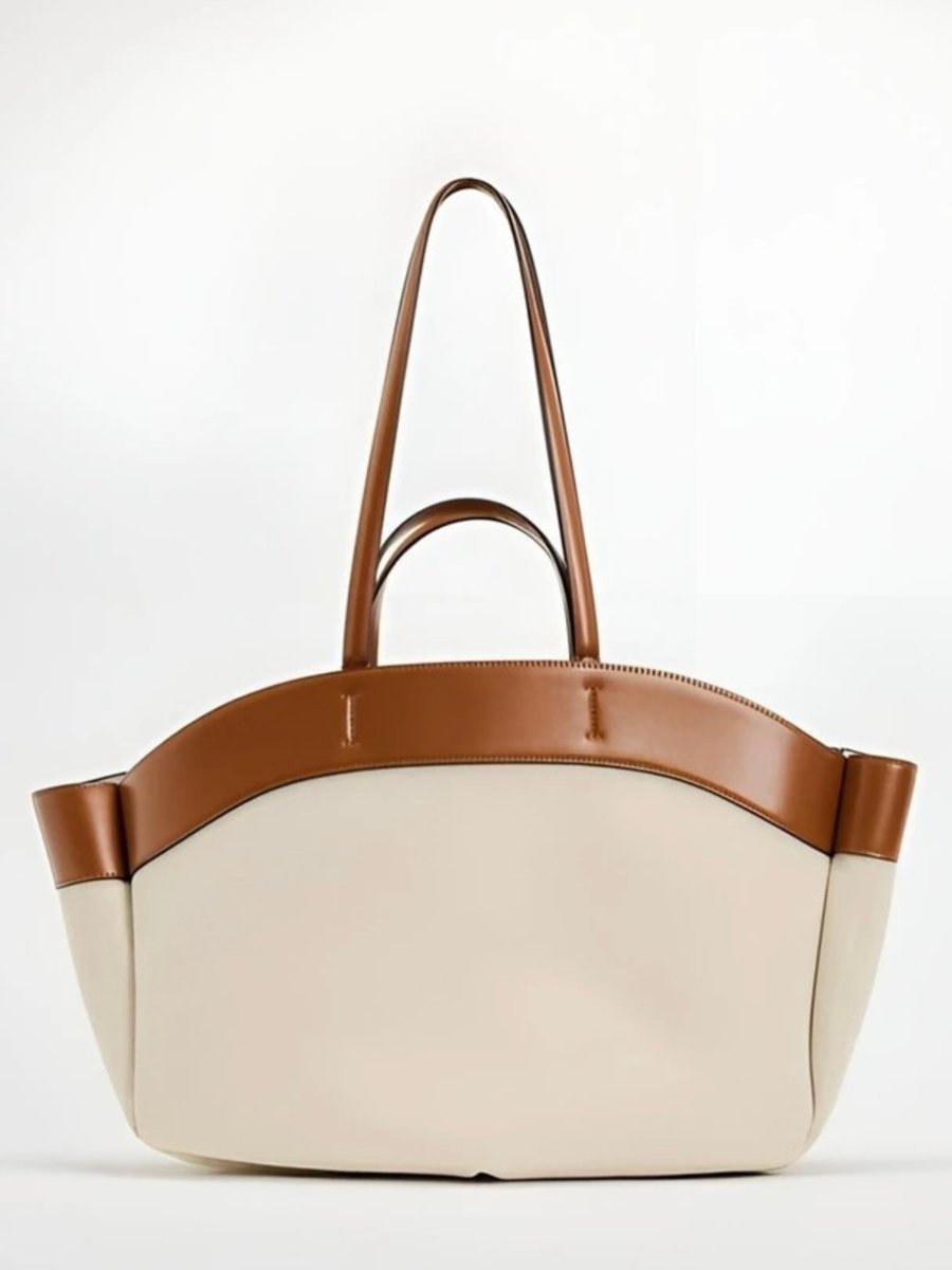 Damen Große Canvas-Schultertasche mit Ledertrimm (2)