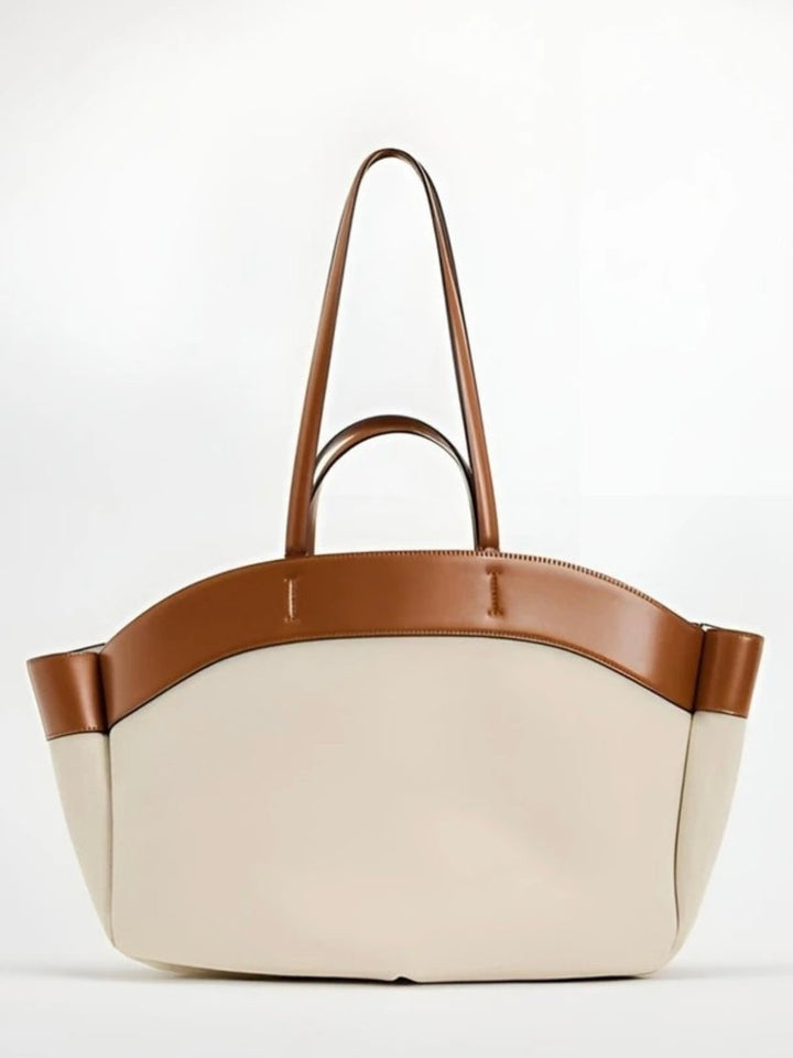 Damen Große Canvas-Schultertasche mit Ledertrimm (2)