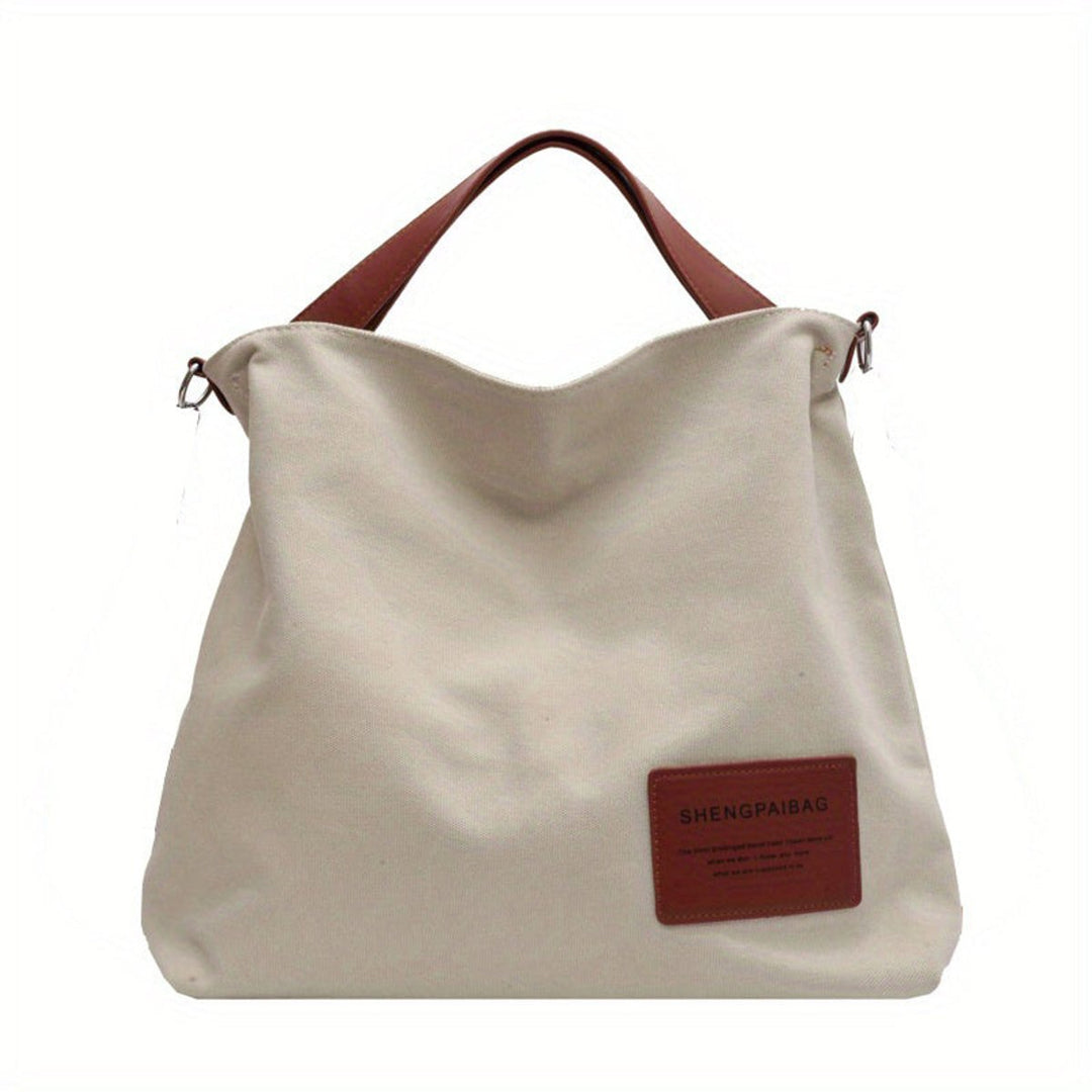 Damen große Canvas Tragetasche im Locker-Stil in Creme
