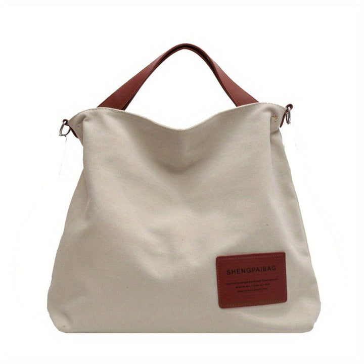 Damen große Canvas Tragetasche im Locker-Stil in Creme