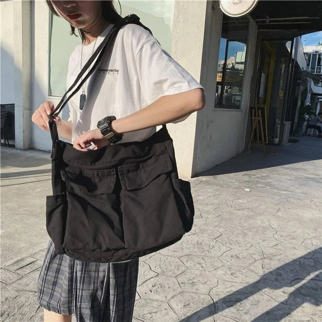 Damen Große Canvas Umhängetasche im Vintage-Stil (3)