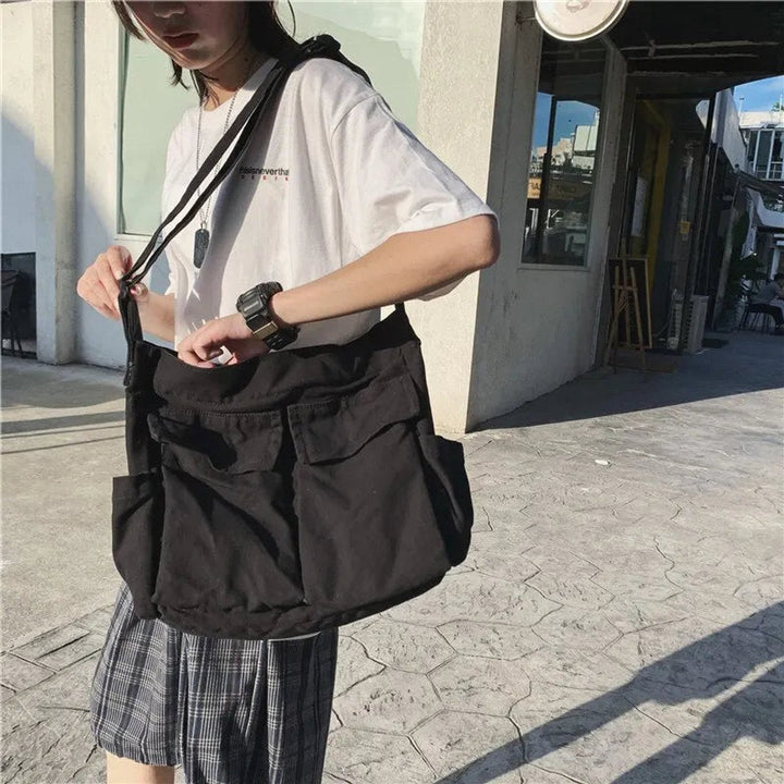 Damen Große Canvas Umhängetasche im Vintage-Stil (3)