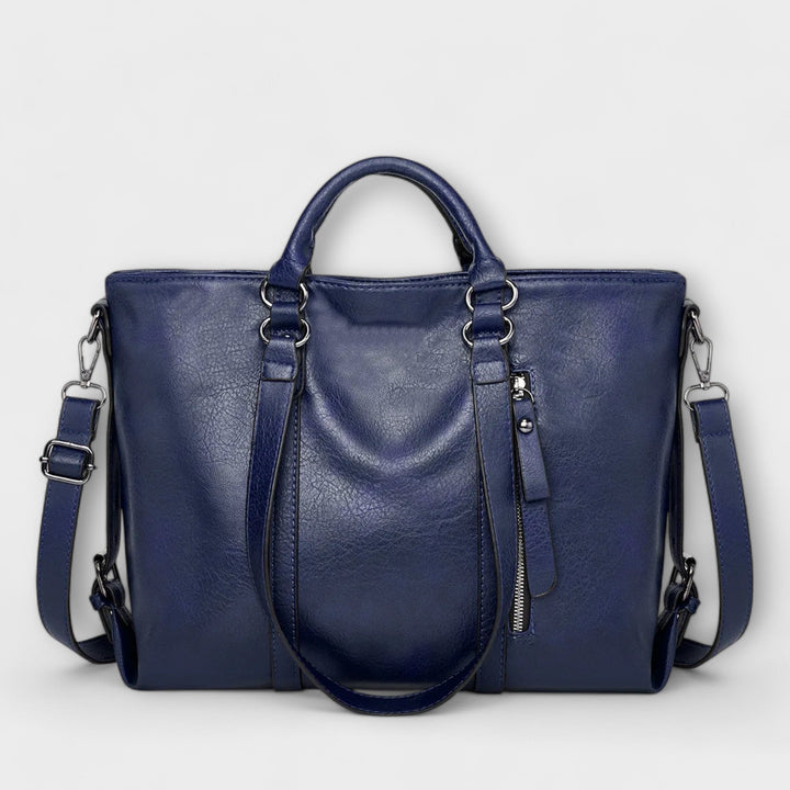 Damen große Ledertasche im Tote-Stil in Blau