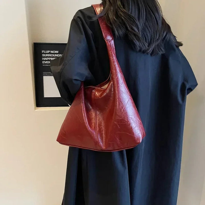 Damen Große Ledertasche im Vintage-Look mit Magnetverschluss (5)