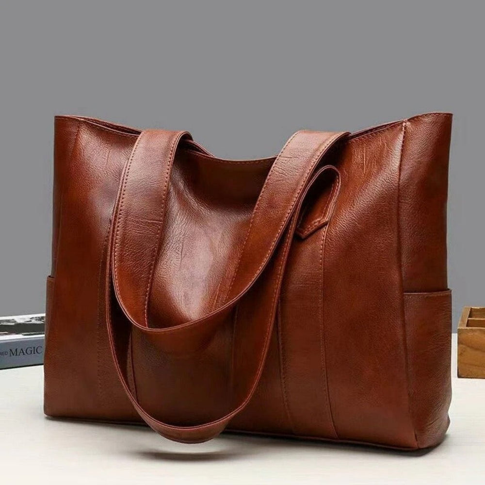 Damen Große Ledertasche im Vintage-Stil in Braun