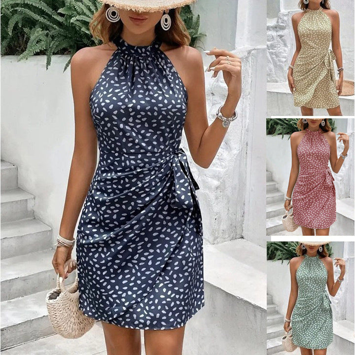 Damen Halter-Kleid mit Wickelschnitt für elegante Anlässe
