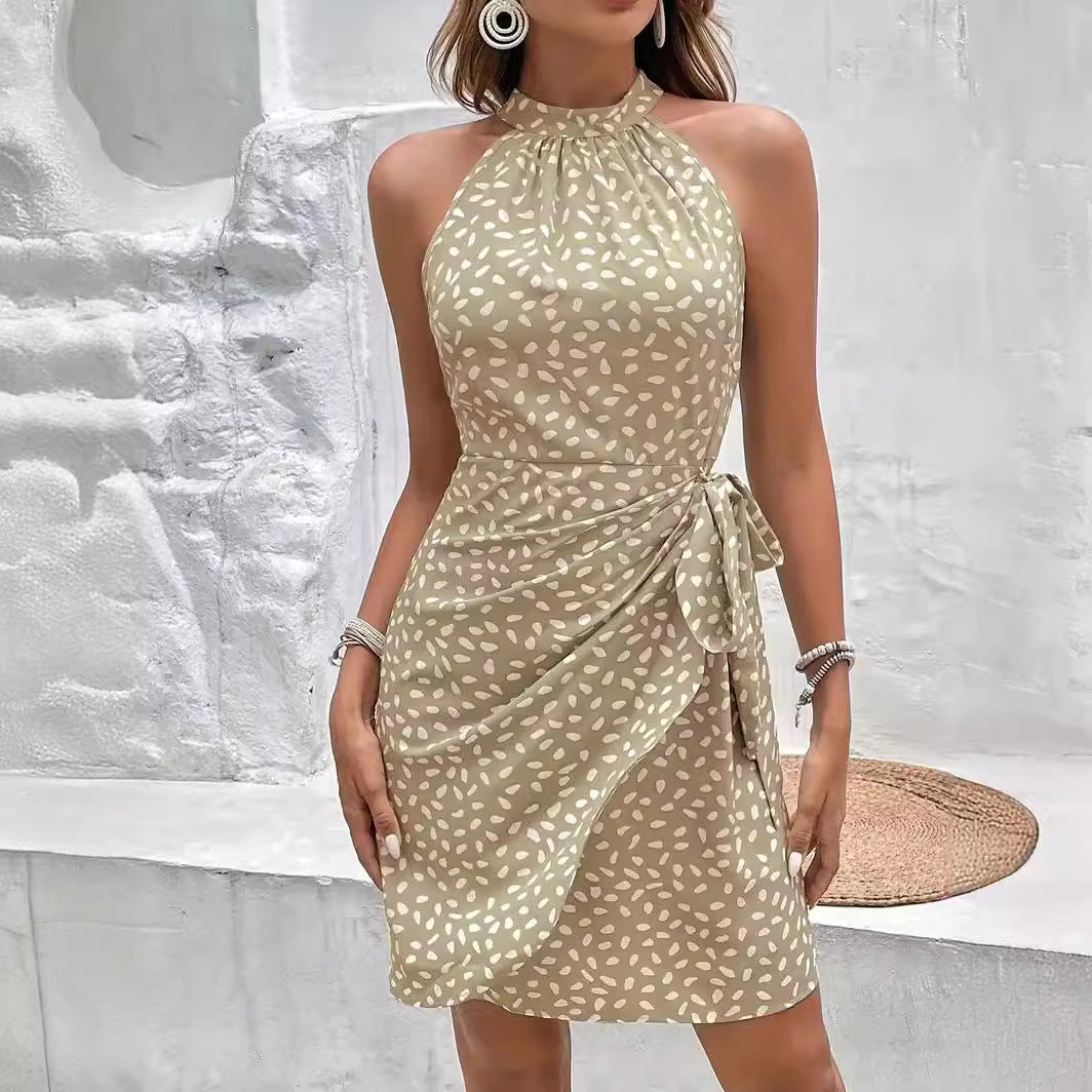 Damen Halter-Kleid mit Wickelschnitt für elegante Anlässe (5)