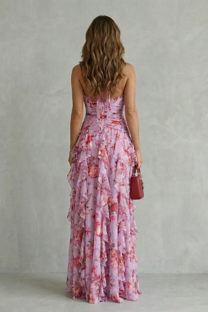 Damen Halter-Maxikleid mit Blütenprint (4)