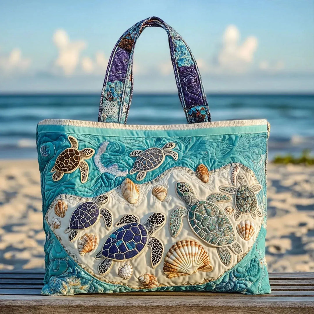 Damen Handtasche mit Meermotiv-Kunstdruck in Blau