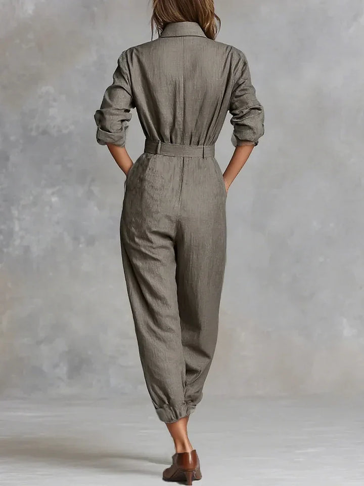 Damen Herbst Kleid Overall aus Leinen (3)