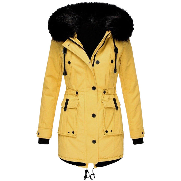 Damen Herbst-Mantel warm und praktisch in Gelb
