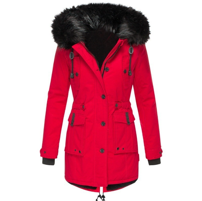 Damen Herbst-Mantel warm und praktisch in Rot