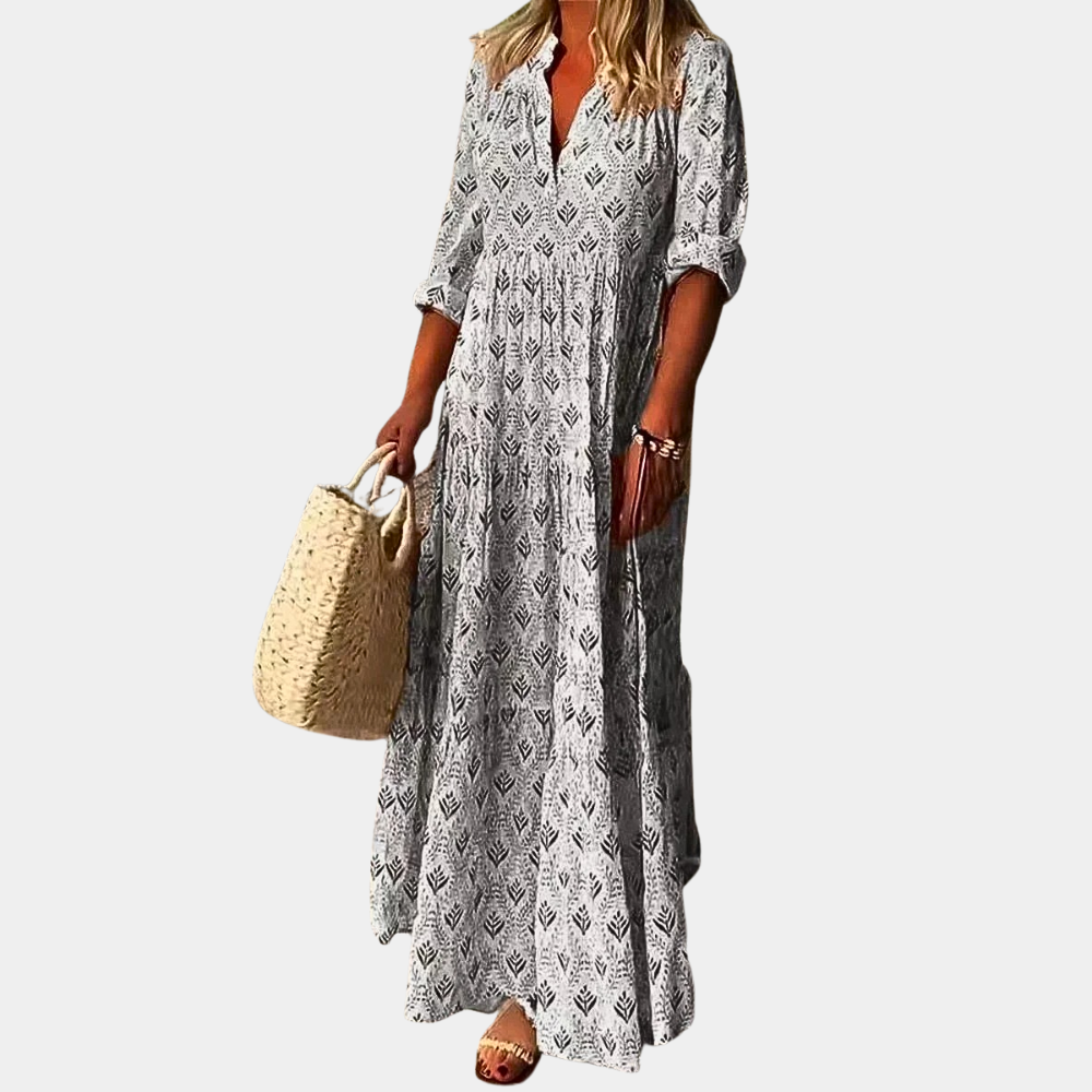 Damen Herbst Maxikleid für Hochzeitsgäste in Grau