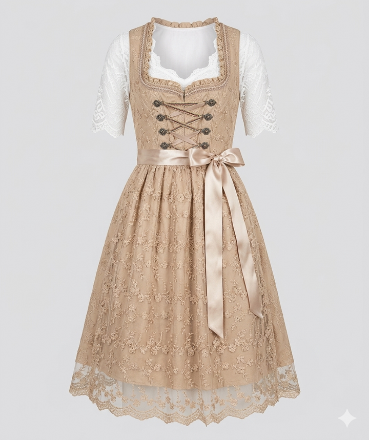 Damen Herbst Midi Dirndl für Oktoberfest (2)