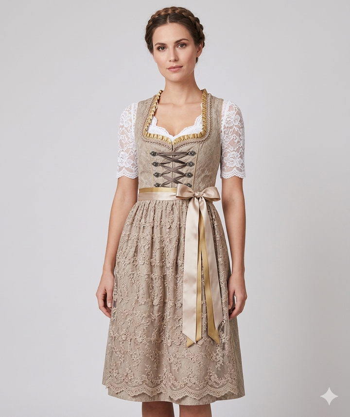 Damen Herbst Midi Dirndl für Oktoberfest (3)