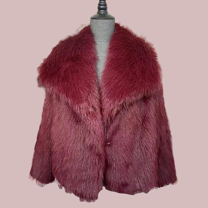 Damen Herbstmantel kuschelig im Boho-Stil in Bordeaux