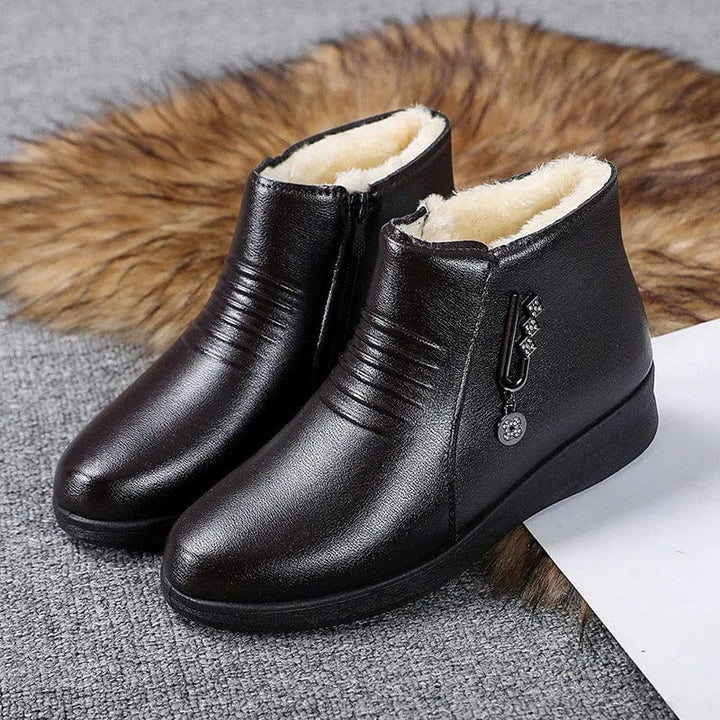 Damen Herbststiefeletten gefüttert mit Reißverschluss in Braun