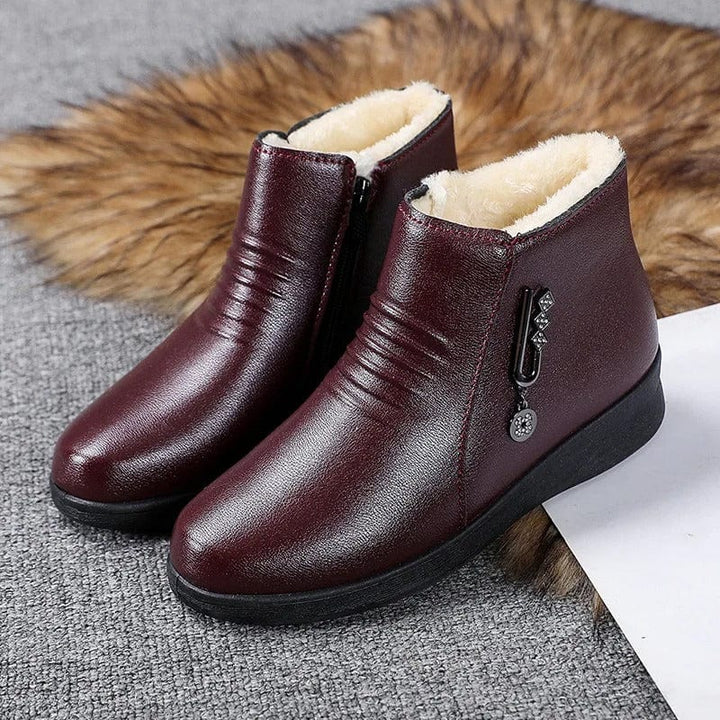 Damen Herbststiefeletten gefüttert mit Reißverschluss in Rot