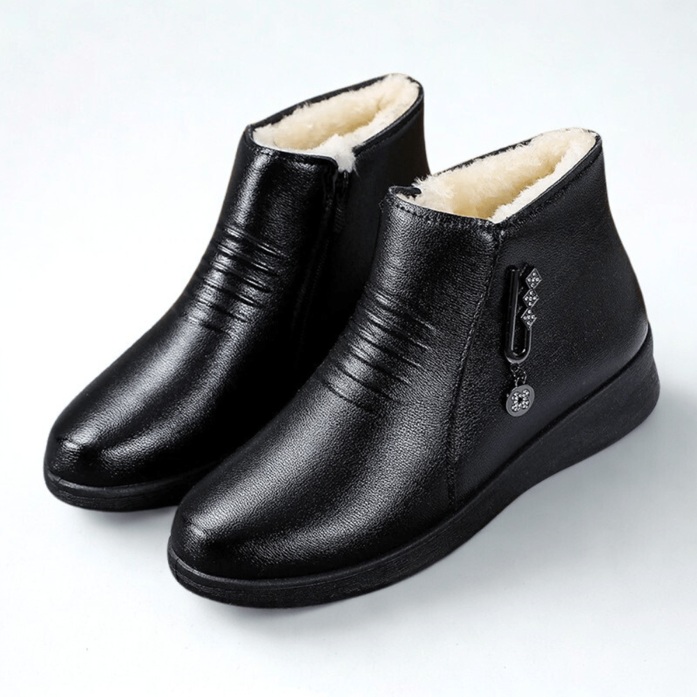 Damen Herbststiefeletten gefüttert mit Reißverschluss in Schwarz 1