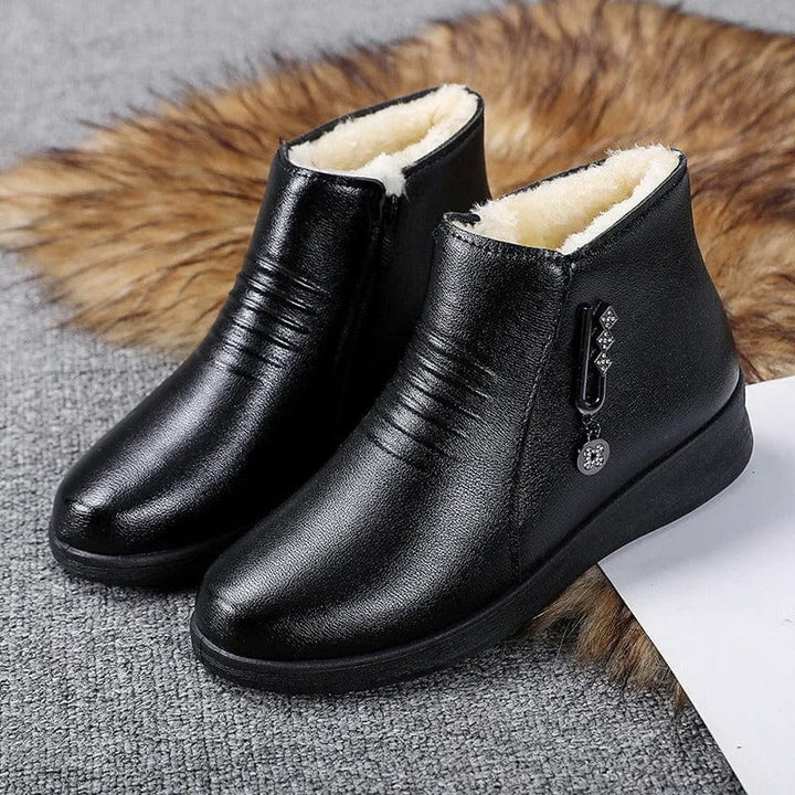 Damen Herbststiefeletten gefüttert mit Reißverschluss in Schwarz 2