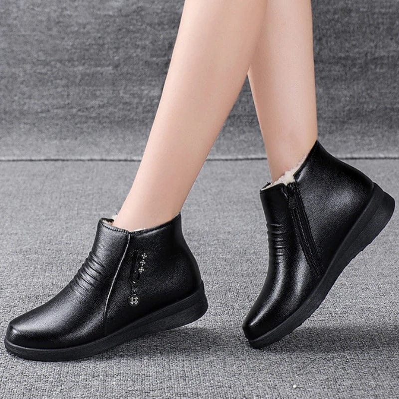 Damen Herbststiefeletten gefüttert mit Reißverschluss in Schwarz 3