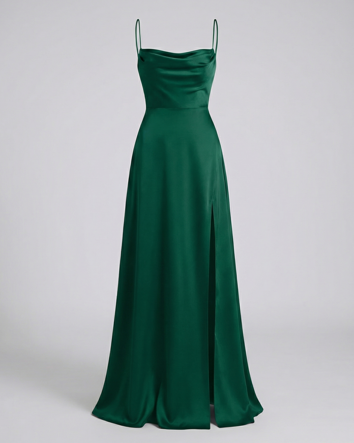 Damen Hochzeits-Maxikleid aus Seide in Grün