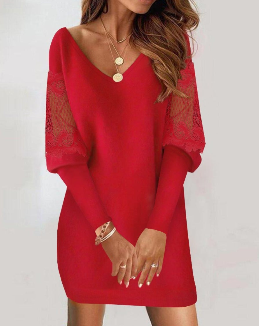 Damen Hochzeitsgast-Kleid für den Herbst in Rot