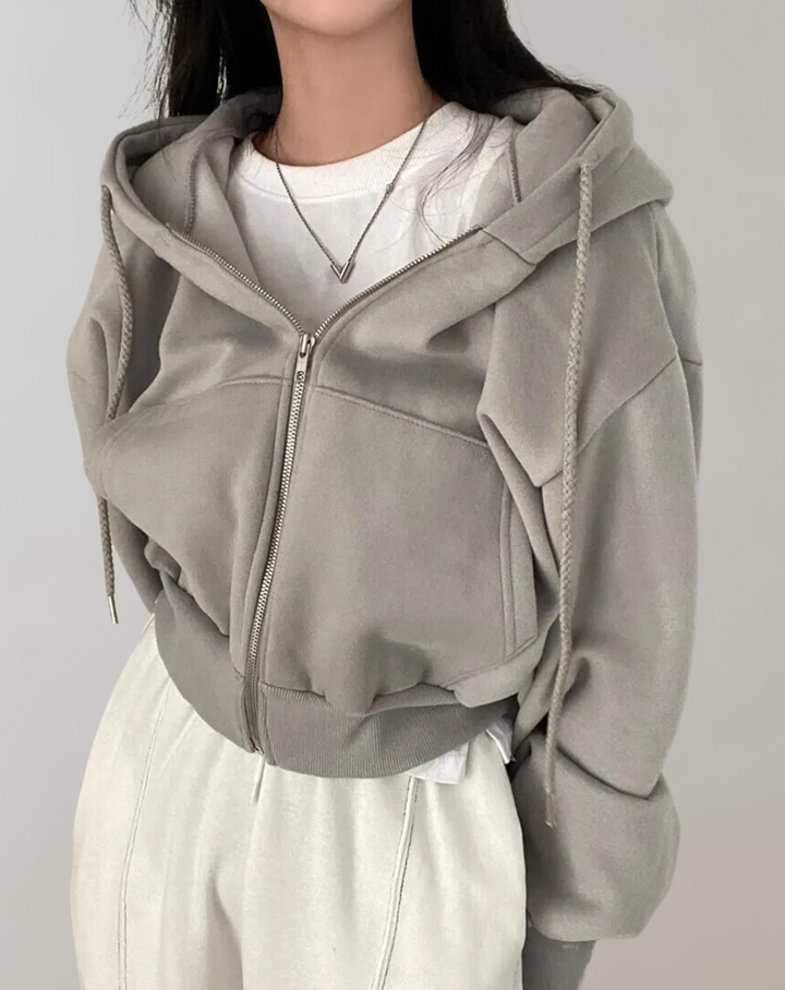 Damen Hoodie für Herbst und Alltag in Grau