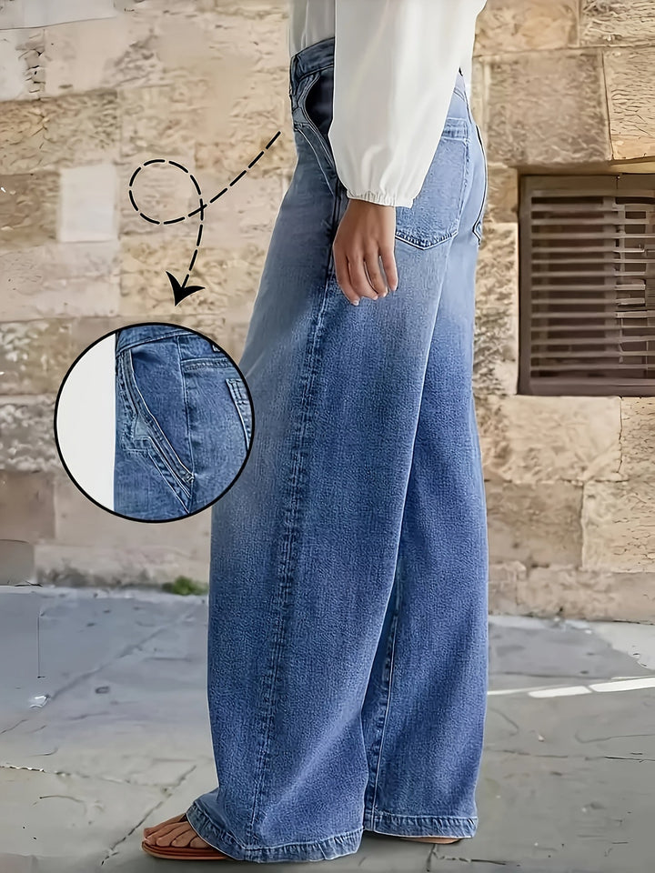 Damen Hose Weite Beine hoher Bund (4)