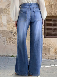 Ella | Damen Hose Weite Beine hoher Bund