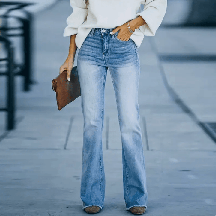 Damen Jeans mit gerader Schnittform und hoher Taille