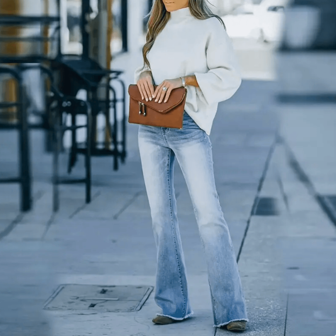 Damen Jeans mit gerader Schnittform und hoher Taille (2)
