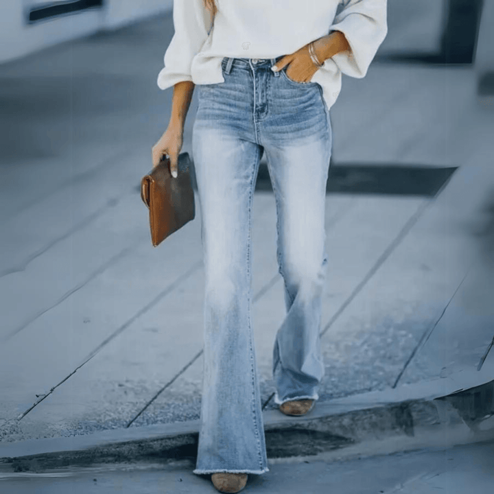 Damen Jeans mit gerader Schnittform und hoher Taille (5)