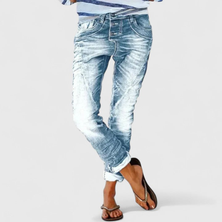 Damen Jeans mit Rissen im Vintage-Look in Hellblau