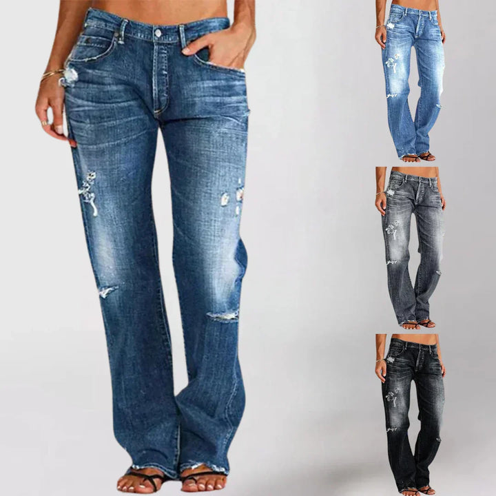 Damen Jeans Weites Bein Lässig-Elegant (6)