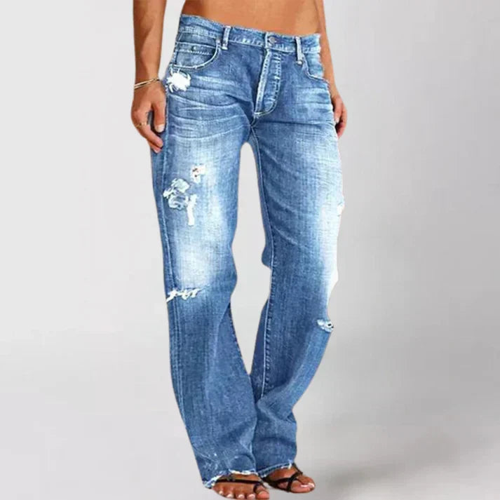 Damen Jeans Weites Bein Lässig-Elegant in Blau