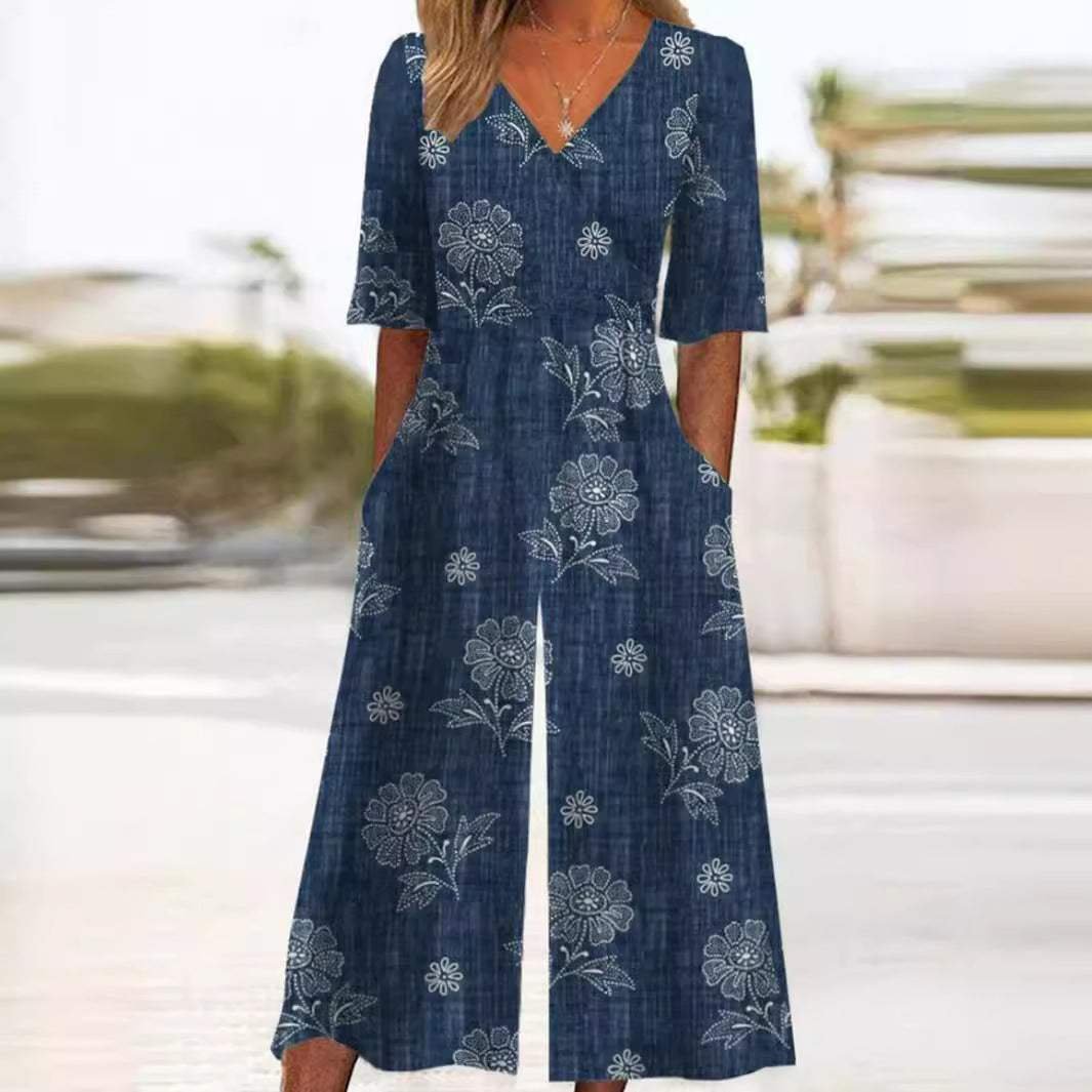 Damen Jumpsuit mit Floralem Boho-Muster (4)