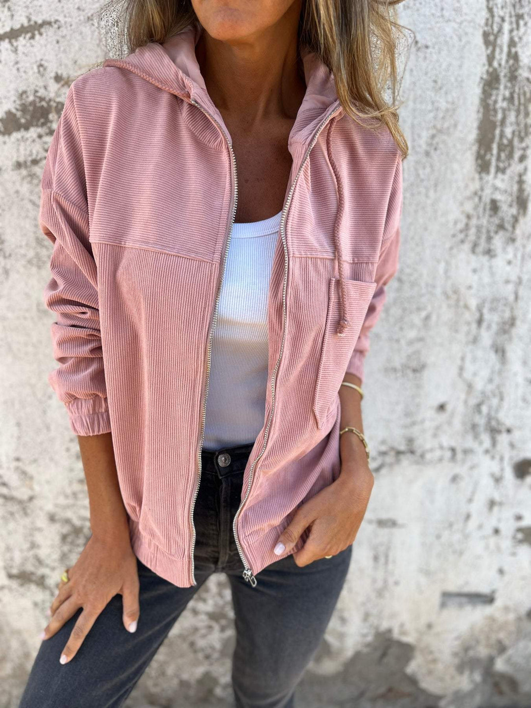 Damen Kapuzenjacke aus Baumwolle für Alltag in Rosa