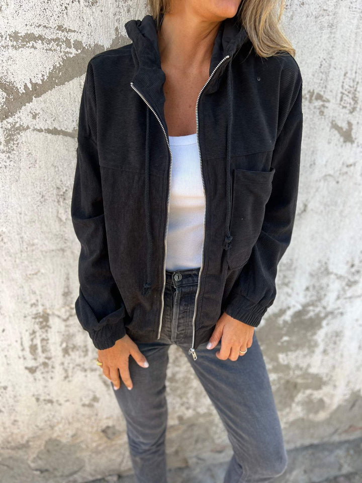 Damen Kapuzenjacke aus Baumwolle für Alltag in Schwarz